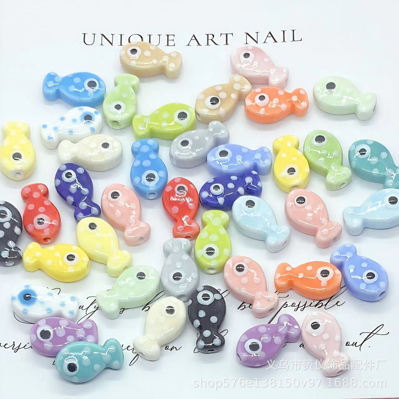Cuentas de cerámica con diseño de peces, cuentas sueltas, cuentas para hilo, cuentas pintadas a mano, collar hecho a mano, pulsera, accesorios de bricolaje, accesorios de Yiwu