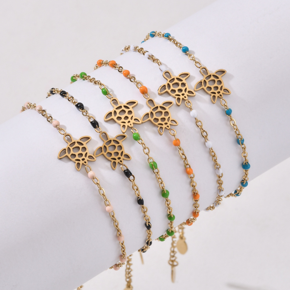 2g Weight Bracelets Classification 1 Piece Quantity Daily Occasion Stainless Steel Material Tortoise Pattern Women's Gender Plating Design Cute Style Cute Tortoise Stainless Steel Plating Bracelets 11