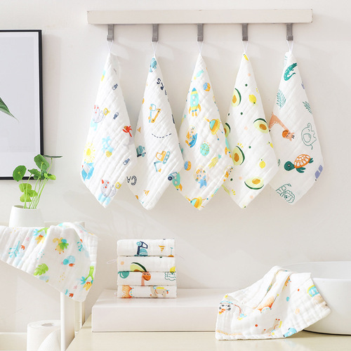 Six-layer pure cotton square towel, cotton baby square towel, gauze towel, gauze saliva towel, high-density children's towel