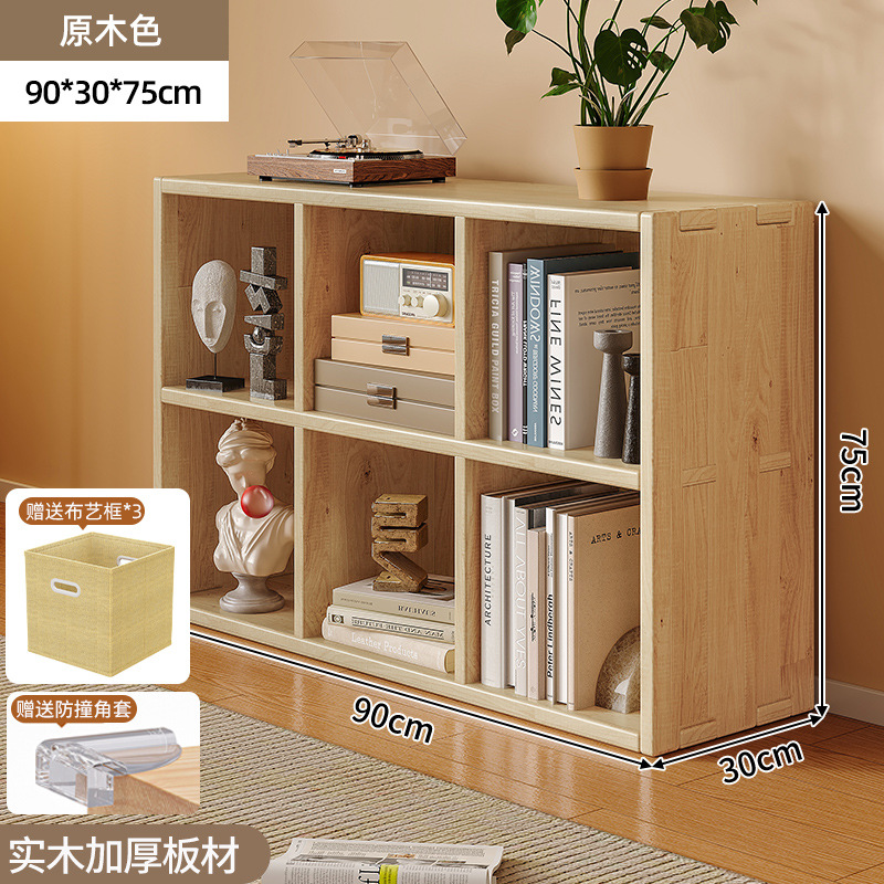 Gabinete de madera maciza con cajón de madera de madera de piso estante de color nuez ocho cuadrones bajo gabinete de almacenamiento