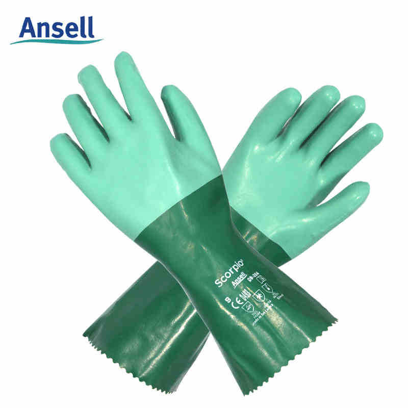安思尔8-354氯丁橡胶化工手套棉布化学工厂酸碱性溶剂防护实验室