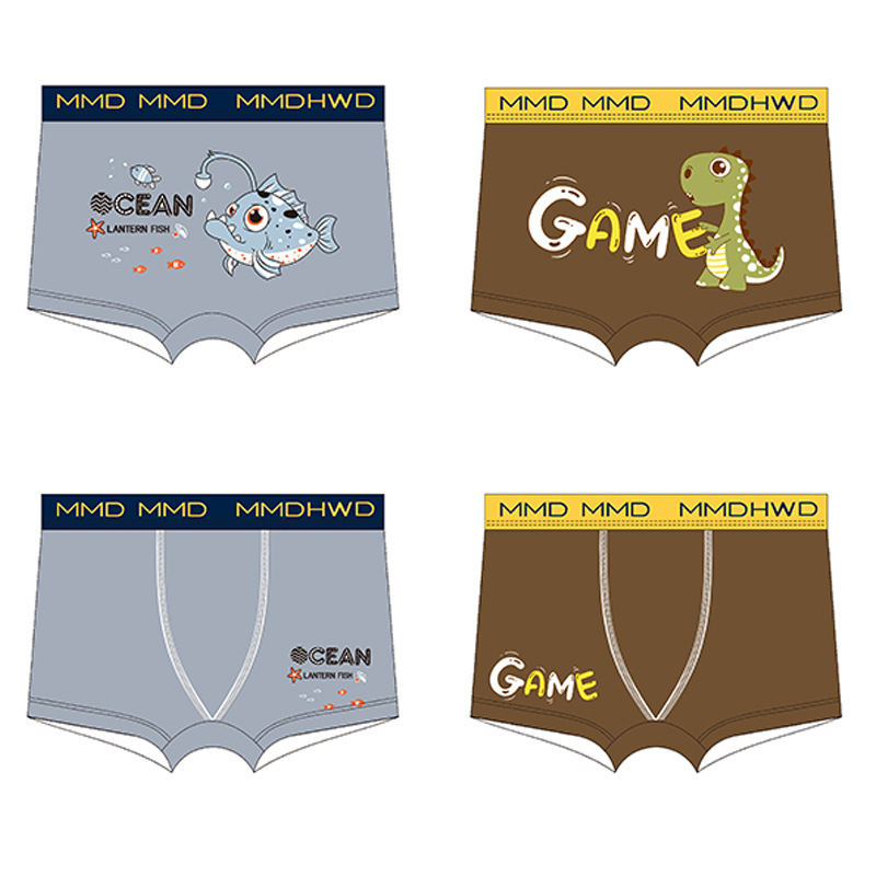 Cross-border boys' underwear, milk silk, for babies, toddlers, and older children, featuring a flat-cut design and cartoon patterns