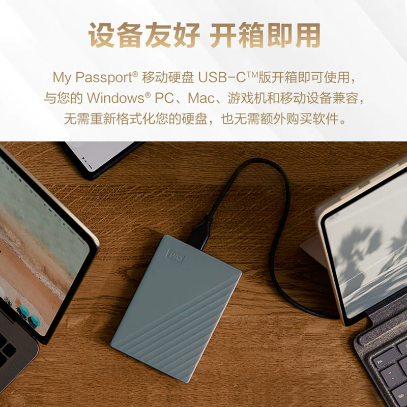 WD/Мой постоянный словарный паспорт сопутствующая версия 2Т 4Т 5Т 6Т внешний жесткий диск Type-C шифрование серый