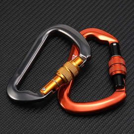 CLIWIZ D型登山扣索具高拉力安全扣30KN  航空铝手动丝扣攀岩主锁