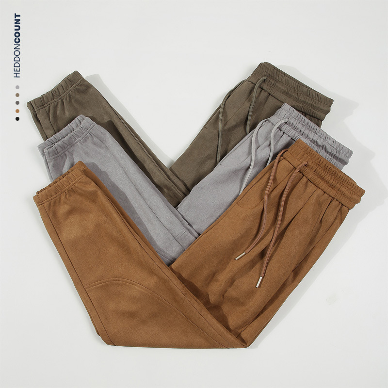 Herrenbekleidung dicke Textur Waffelhose Sporthose mit geradem Beinbund_voghion.com