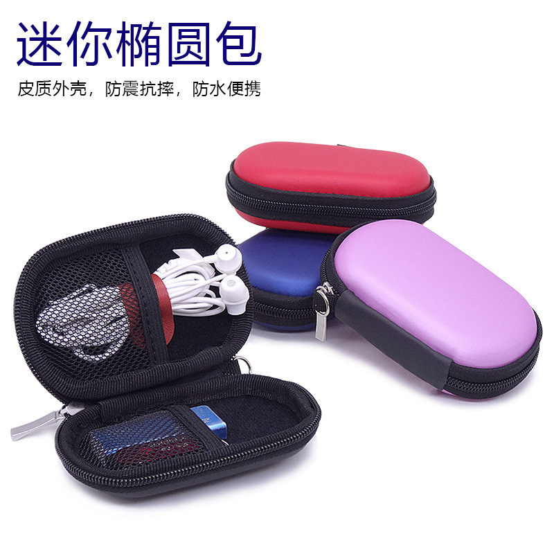 Fabricante en stock EVA monedero mini Oval auriculares cable de datos bolsa de almacenamiento accesorios clave U disco U escudo bolsa