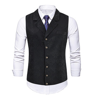 2024 Cross-border Men's Business Suit Vest Fashion British Vintage Vest Casual Suit Slim Vest