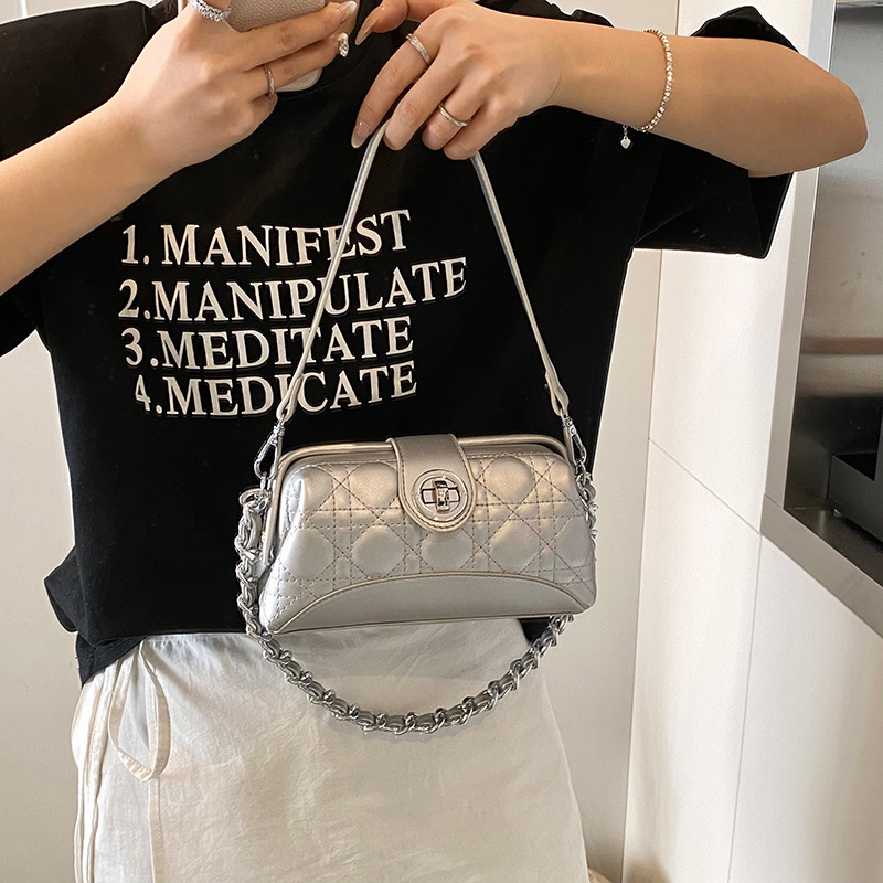 Alta textura de cadena de diamante bolso pequeño bolso de moda de mujer mini bolso de teléfono móvil exquisito bolso de cinturón de bloqueo