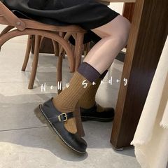 Dongdaemun spring and summer style high calf socks with color matching retro ins socks casual college mid-length socks