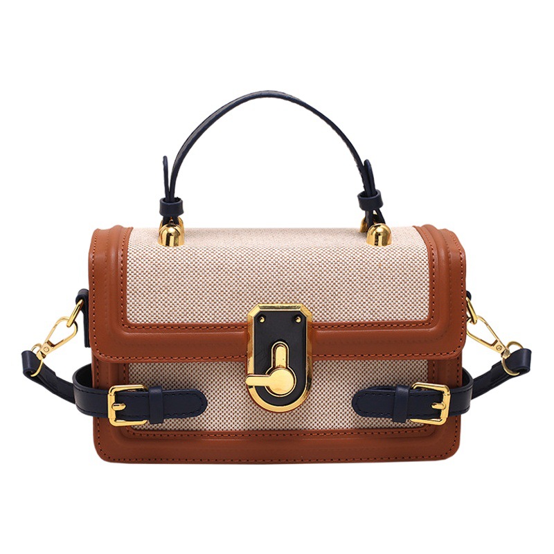 Bolso bandolera de alta gama con diseño de nicho, multicolor, de moda, con bloques de color, pequeño y cuadrado, con múltiples bolsillos para mujer.