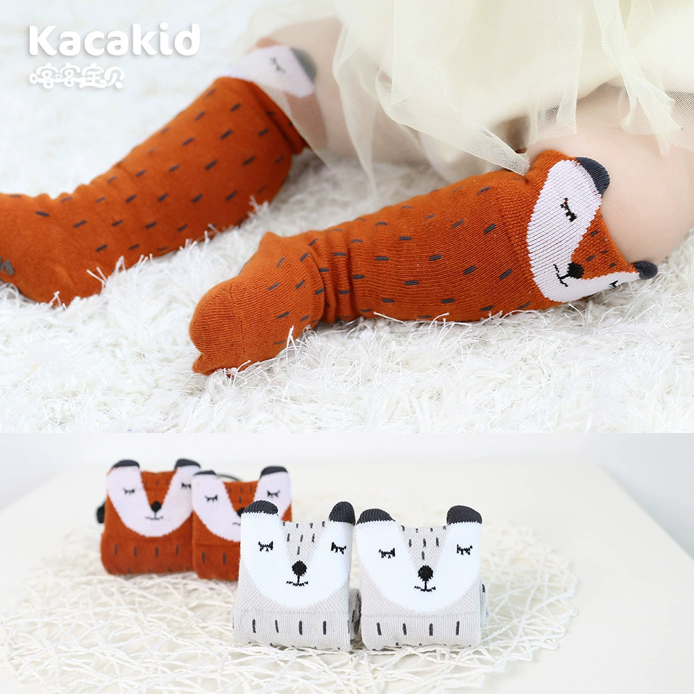 Чулки с мультяшными белками оптом, весна и осень, новые детские милые хлопковые носки, нескользящие носки
