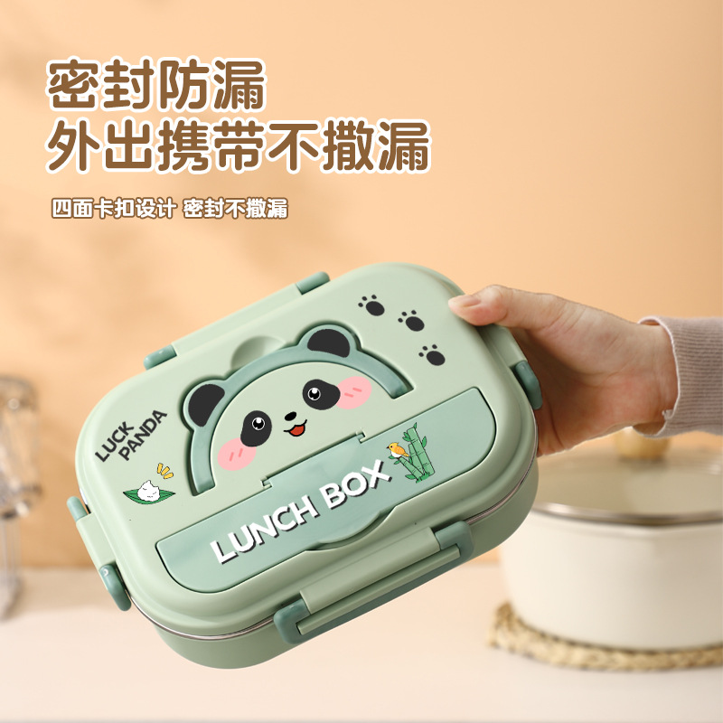 Fiambrera dividida para niños de acero inoxidable, caja de almuerzo portátil sellada a prueba de fugas, dibujos animados lindos, niños, estudiantes, escuela al aire libre