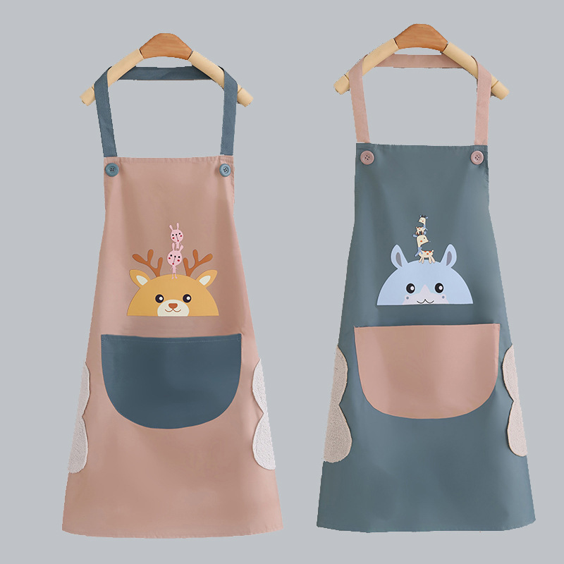 Factory wholesale trembles with hand-wiping apron kitchen waist fashion Korean waterproof and oil-proof housework overalls custom-made