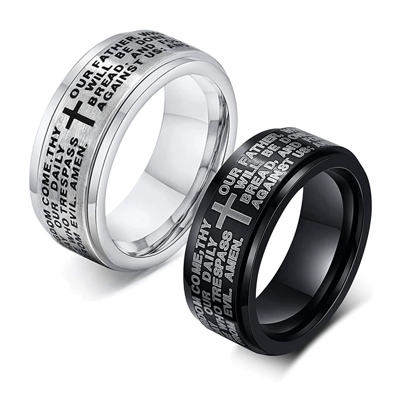 Гладкое вращающееся декомпрессионное кольцо Xinghe с перекрестными буквами европейской и американской индивидуальности, мужские и женские универсальные украшения для рук из нержавеющей стали