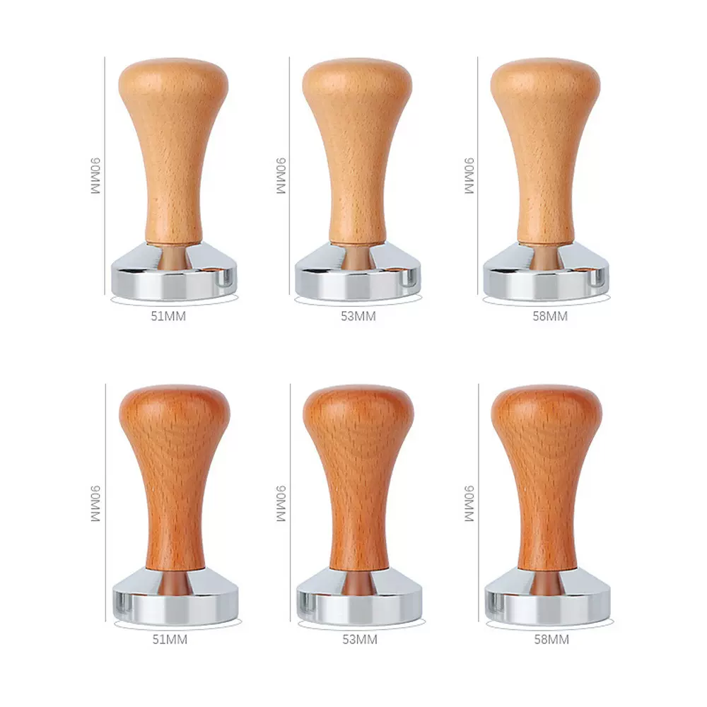压粉器实心不锈铁意式咖啡压粉器 粉锤实木手柄51/58MM咖啡机器具