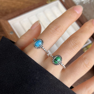 �����n��925���y��ָŮС���͹žG��ʯ���f�_��ָ�hins����ɫ�Ʒ