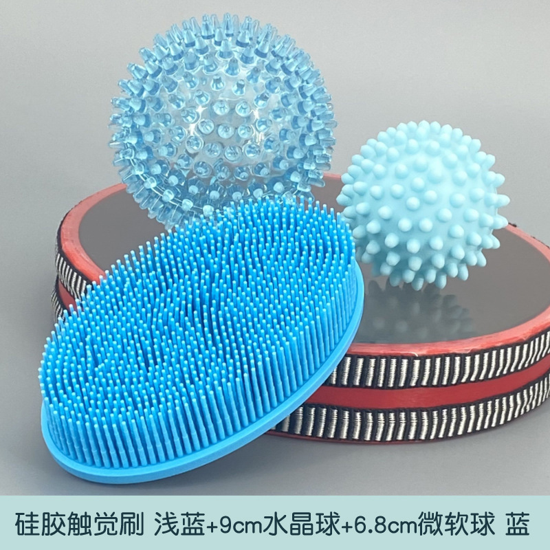 cepillo táctil tacto bola de masaje tacto niños entrenamiento sensorial tacto bola de baño acariciar juguetes equipo de rehabilitación W