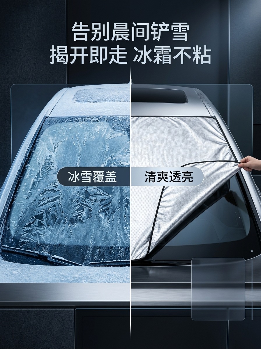 Car snow cover, front windshield frost protection, anti-freeze, heat insulation, sunshade, car window sunshade, car cover for winter