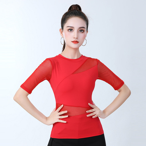 Modern dance clothes for women new shape Latin dance practice clothes for ballroom dance modern dance ballroom dance top mesh