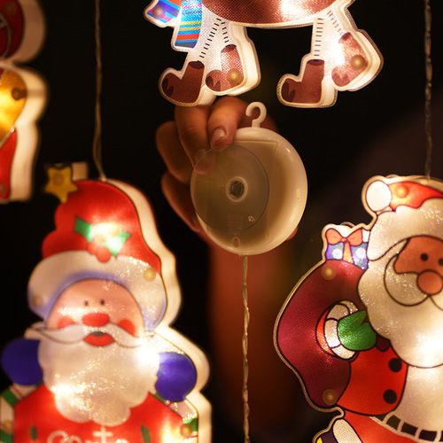 跨境led圣诞节装饰灯圣诞老人吸盘灯房间橱窗圣诞树装饰节日灯串