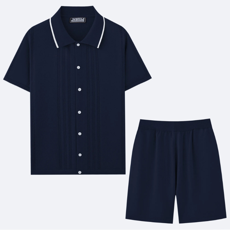 Set due pezzi uomo polo in maglia stile business casual_voghion.com