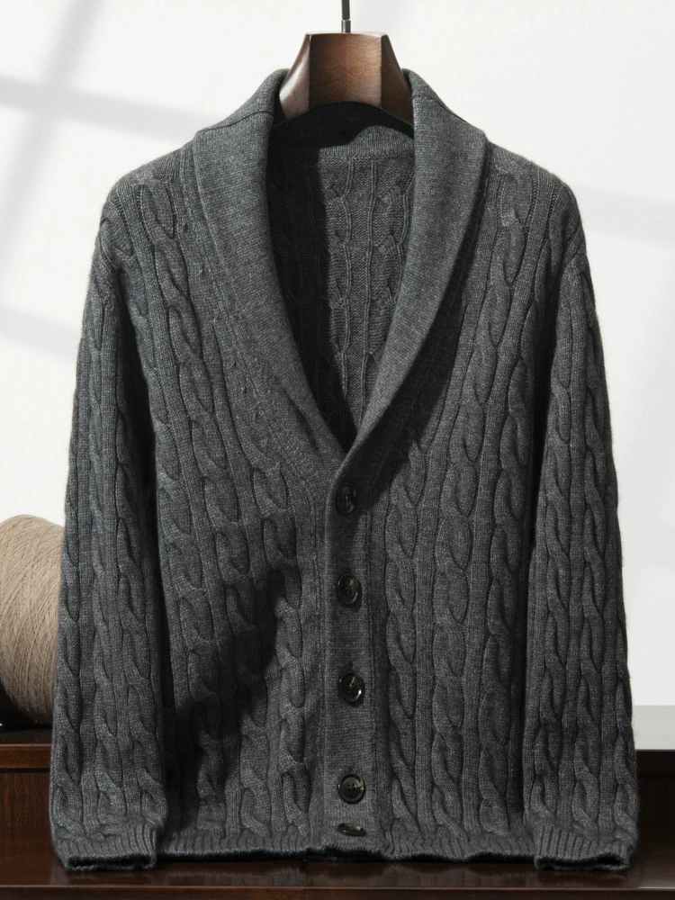 Winter cashmere cardigan, jacket, sweater, increased thickness