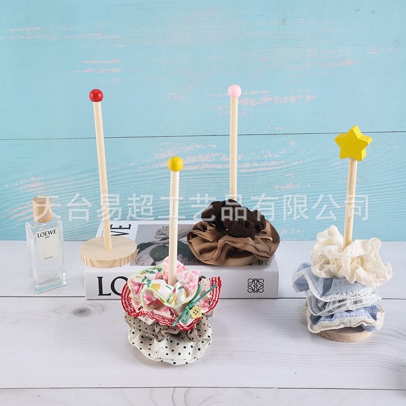 New Star Hair Band Solid Wood Storage Rack Hair Rope Hairpin Shark Clip Storage Rack Girl Hair Accessories Display Rack Wholesale