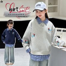 女童卫衣春秋款2025新款洋气儿童秋装网红时髦上衣女孩大童polo衫