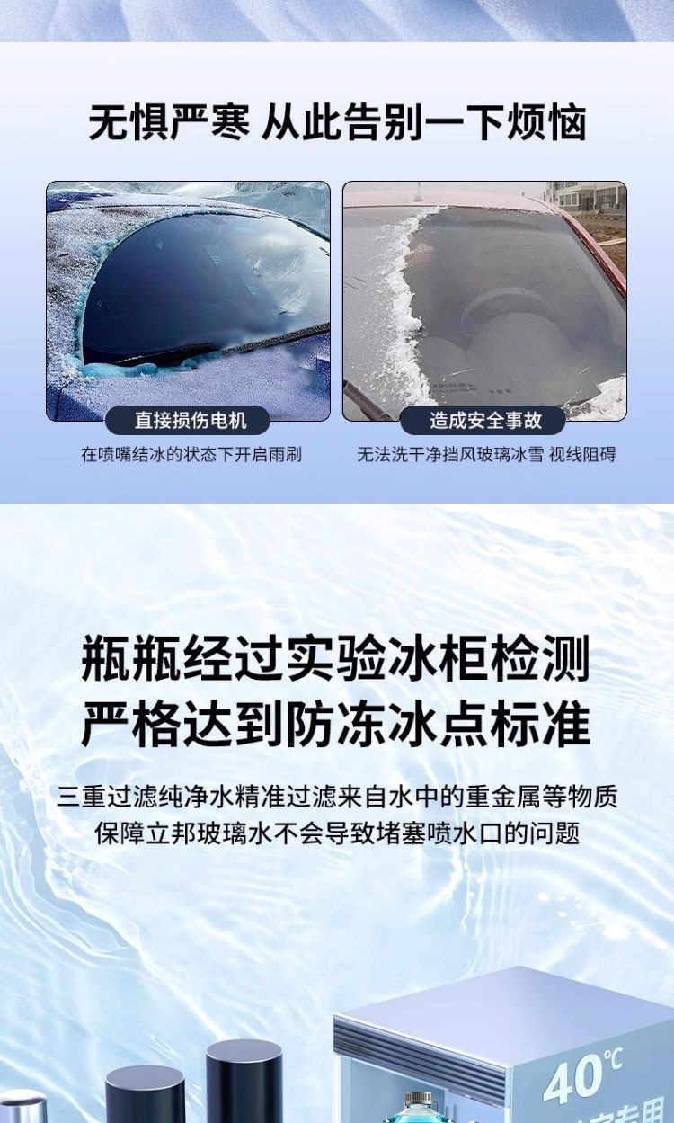 Rongli Oil Film Remover, Insect Residue Glass Cleaner, Winter -40 ℃ Large Capacity Car Windshield Washer Fluid for All Seasons