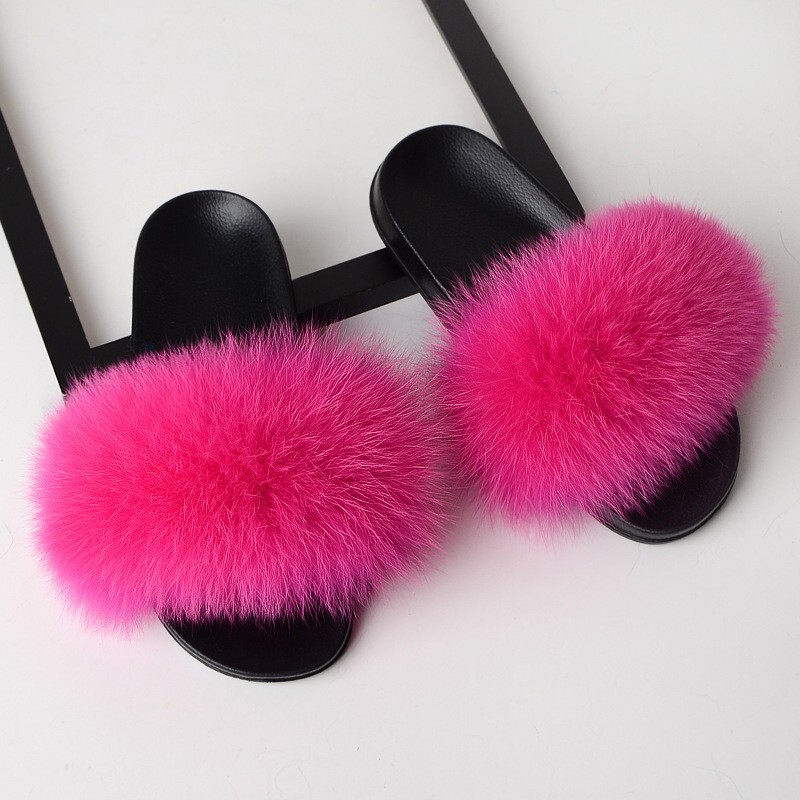 Imitation fox fur slippers women wear cross-border Mao Mao ladies sandals foreign trade women shoes fur slipper summer