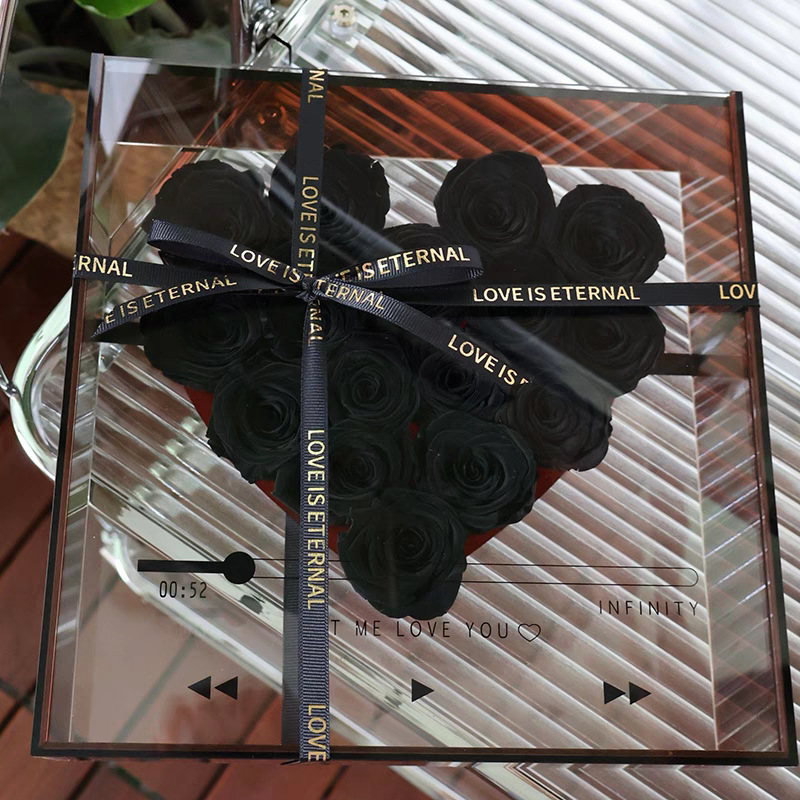 永生花爱的CD亚克力花盒告白求婚生日礼物摆件送女友520情人节diy