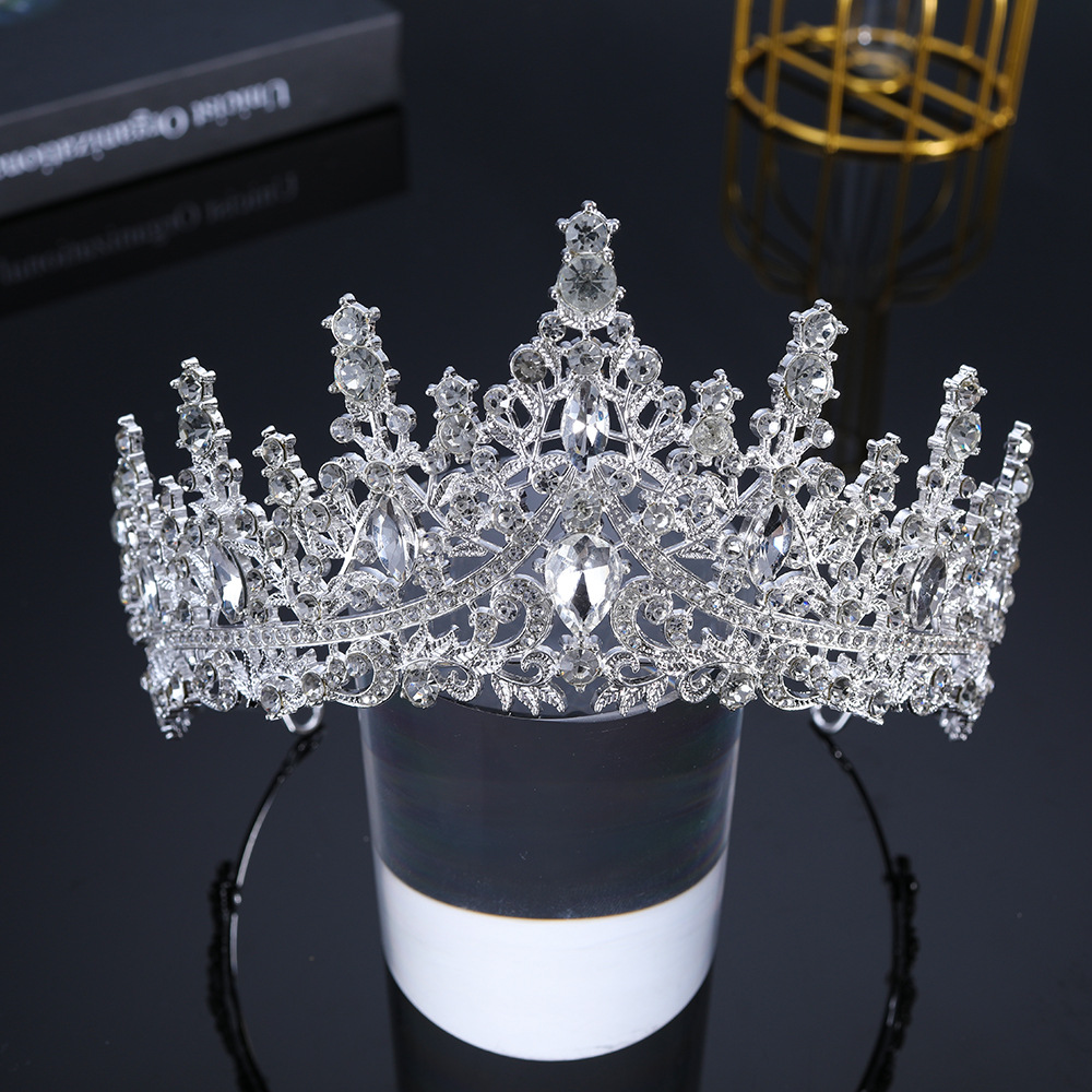 Diadema de Novia con Corona, Estilo Europeo y Americano, Accesorios para Vestido de Novia, Elegante, con Cristales, Accesorios para el Cabello, Venta al por Mayor