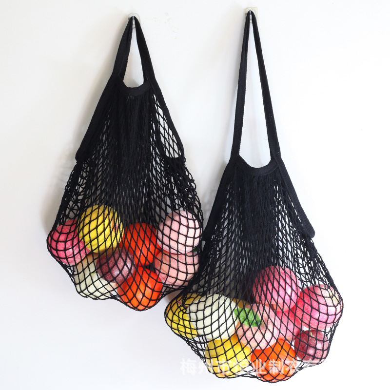 Bolsa de malla de algodón portátil al por mayor Bolsa de compras Supermercado Bolsa de malla de verduras y frutas Bolsa de compras Bolsa tejida hueca