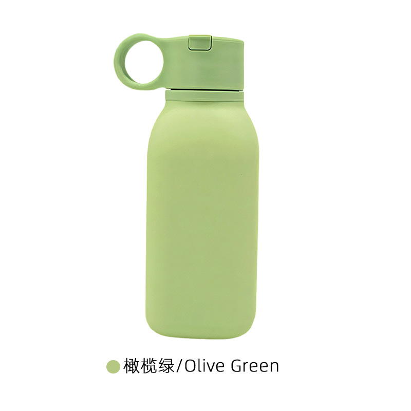 Taza de agua transfronteriza portátil de silicona americana, botella de agua deportiva resistente a altas temperaturas de grado alimenticio, taza de agua esmerilada para automóvil a prueba de caídas al aire libre