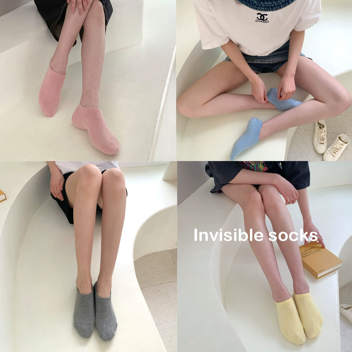 Summer base socks, invisible pack, combed cotton