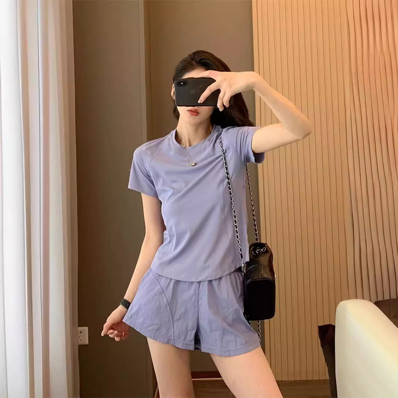 Domestic money! Casual Fashion Sports suit Quick-drying Breathable Casual Short-sleeved T-shirt Shorts Running Fitness Summer Women