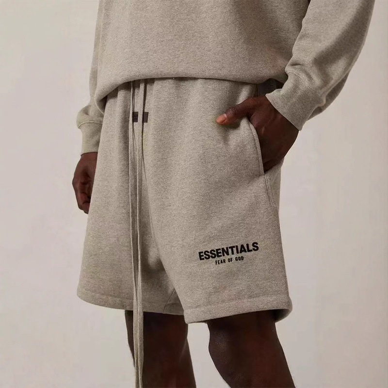 Ningbo Cross-Border Ss22-Essential Small Logo Flocked Casual Thin Fleece Shorts Street Style for Couples