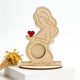 宝宝婴儿出生纪念木制工艺品桌面摆件家居装饰孕妇b超检测纪念跨