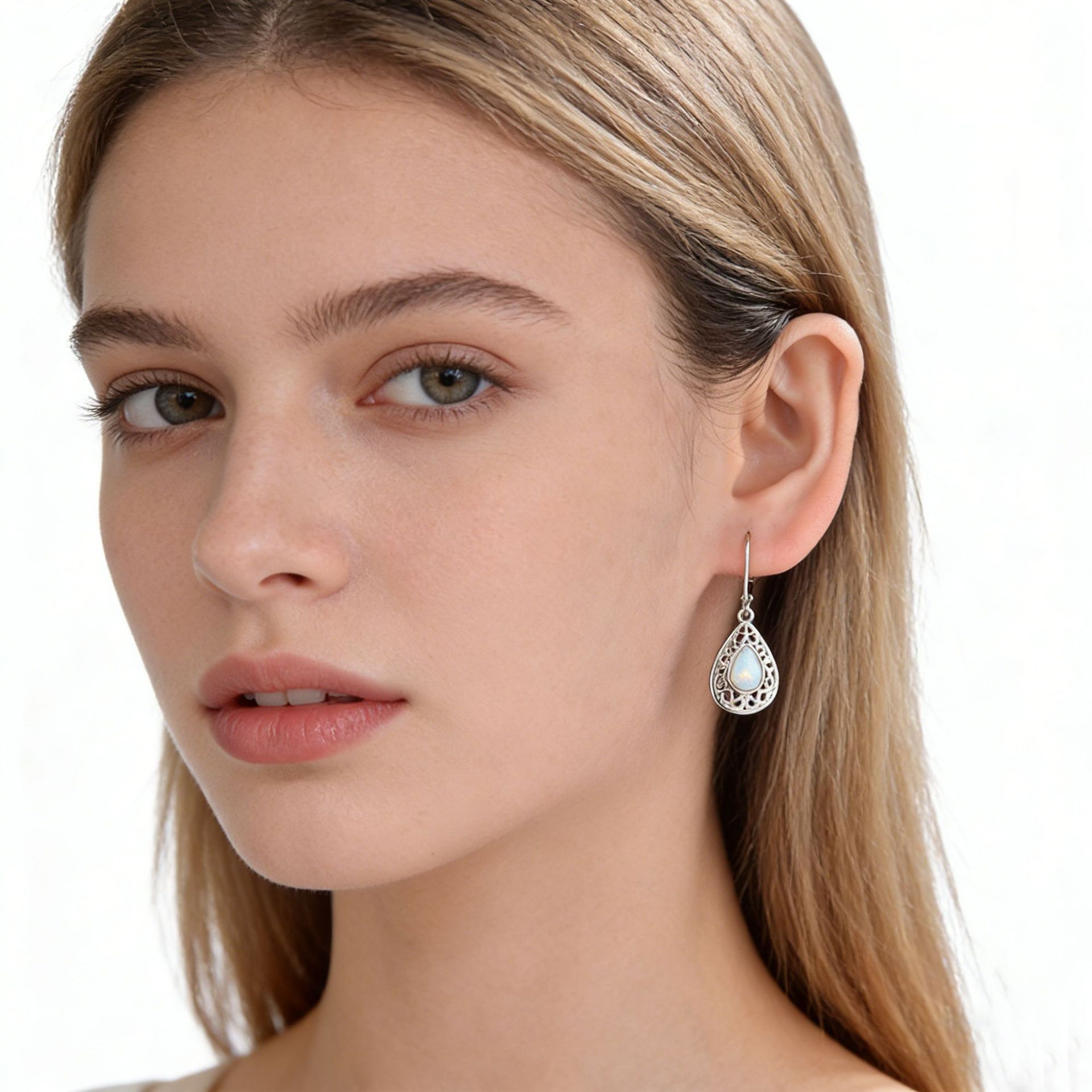 Pendientes de ópalo en forma de gota de plata esterlina transfronteriza 925 para mujer, moda europea y americana, lujo ligero, pendientes de alta gama