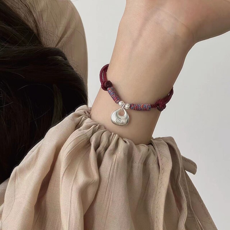 Silver Tuo solid safe little fat lucky bag Dragon year red rope bracelet bracelet couple boys and girls gift