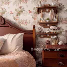 跨境木制壁挂式置物架客厅壁挂式浴室毛巾衣服收纳架钥匙架