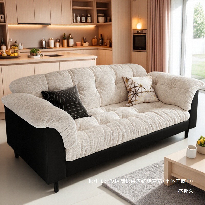 Fábrica directa sofá de tela nuevo tipo de sala de estar doméstica pequeña casa de alquiler doble dormitorio moderno simple línea directa