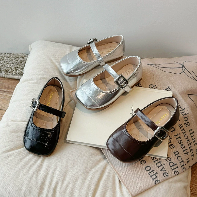 Корейская повседневная детская кожаная обувь на мягкой подошве маленькая детская одиночная обувь мелко рот детская обувь 2024 осень новая детская обувь