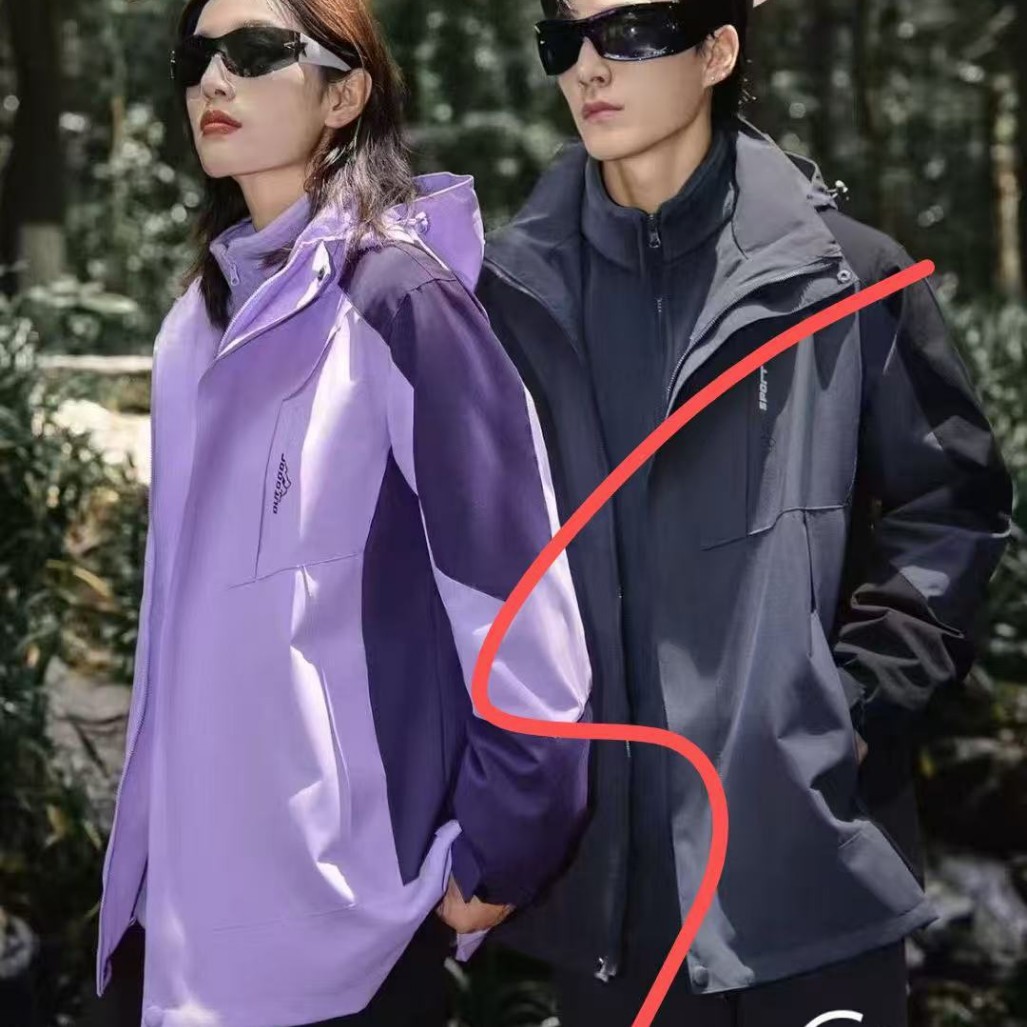 【三合一冲锋衣】品牌撤柜冲锋衣 情侣登山服加绒内胆可拆卸两件