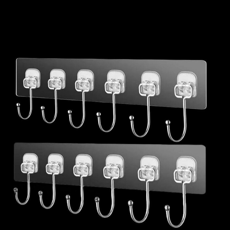 Transparent Large Hook with Strong Adhesive for Wall, No Drilling Required, Suitable for Kitchen, Dormitory, Behind Door Storage of Heavy Items, Wall-Mounted Hook