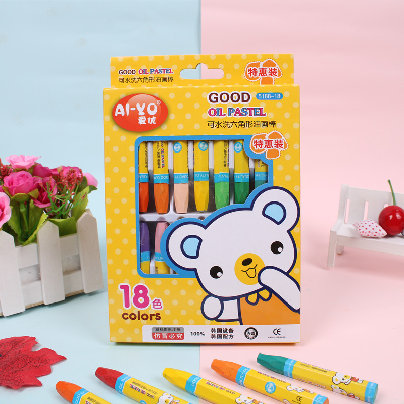 Venta al por mayor lavable pintura al óleo palo estudiante pintura cepillo traje dibujos animados niños color pluma crayón graffiti color pintura palo