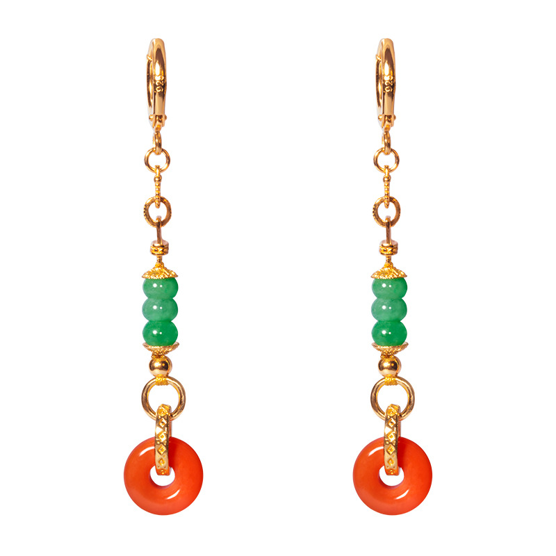 (2개) 재고 천연 불꽃 사우스 레드 귀걸이 여성용 S  도금 18K 골드 A 상품 에메랄드 안전 버클 귀걸이 공장