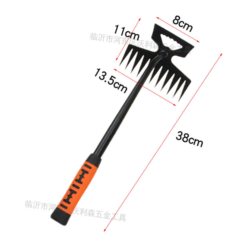 11개의 이빨 노란색 고무 손잡이 괭이질 도구(녹 방지 스프레이 페인트)