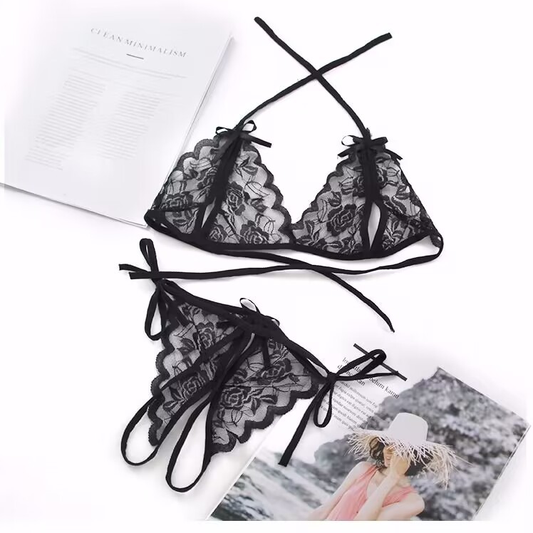 Más tamaño lencería sexy 300kg sexy Perspectiva de encaje ahueca hacia fuera tentación ropa interior sujetador ropa interior traje