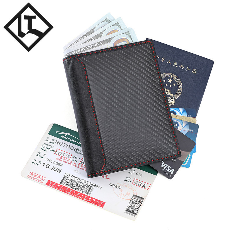 亚马逊新款护照包 跨境碳纤维男士护照套 多功能rfid护照包